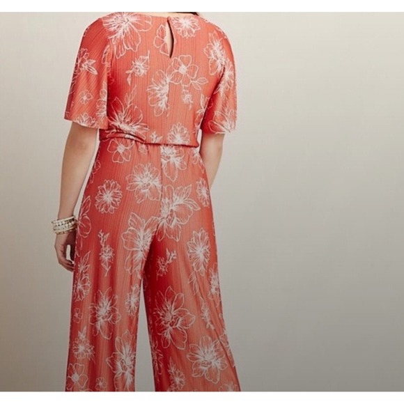 Farm Rio for Anthropologie Jacobella Red Floral Wide Leg Jumpsuit Small Petite - Picture 12 of 13